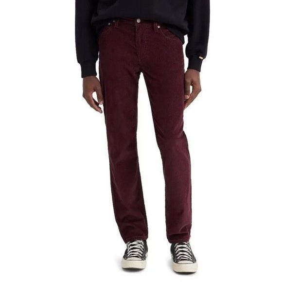 Levis 511 Slim Pants Men's 32x34 Maroon Corduroy Wine Tasting Stretch Pants - Picture 11 of 14